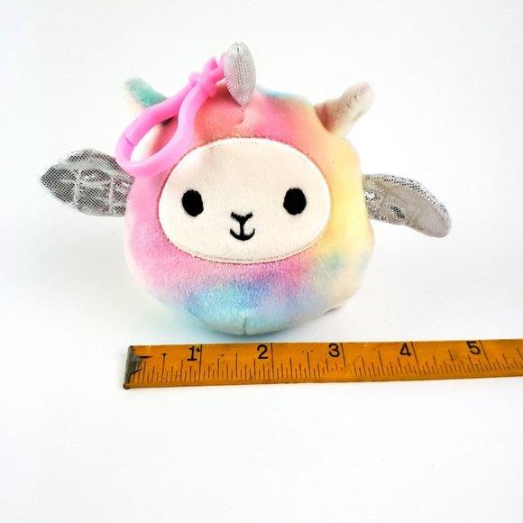 Squishmallows Kellytoy Lucy May 3.5" Clip On Tie Dye Llama Llamacorn Unicorn - Picture 3 of 6